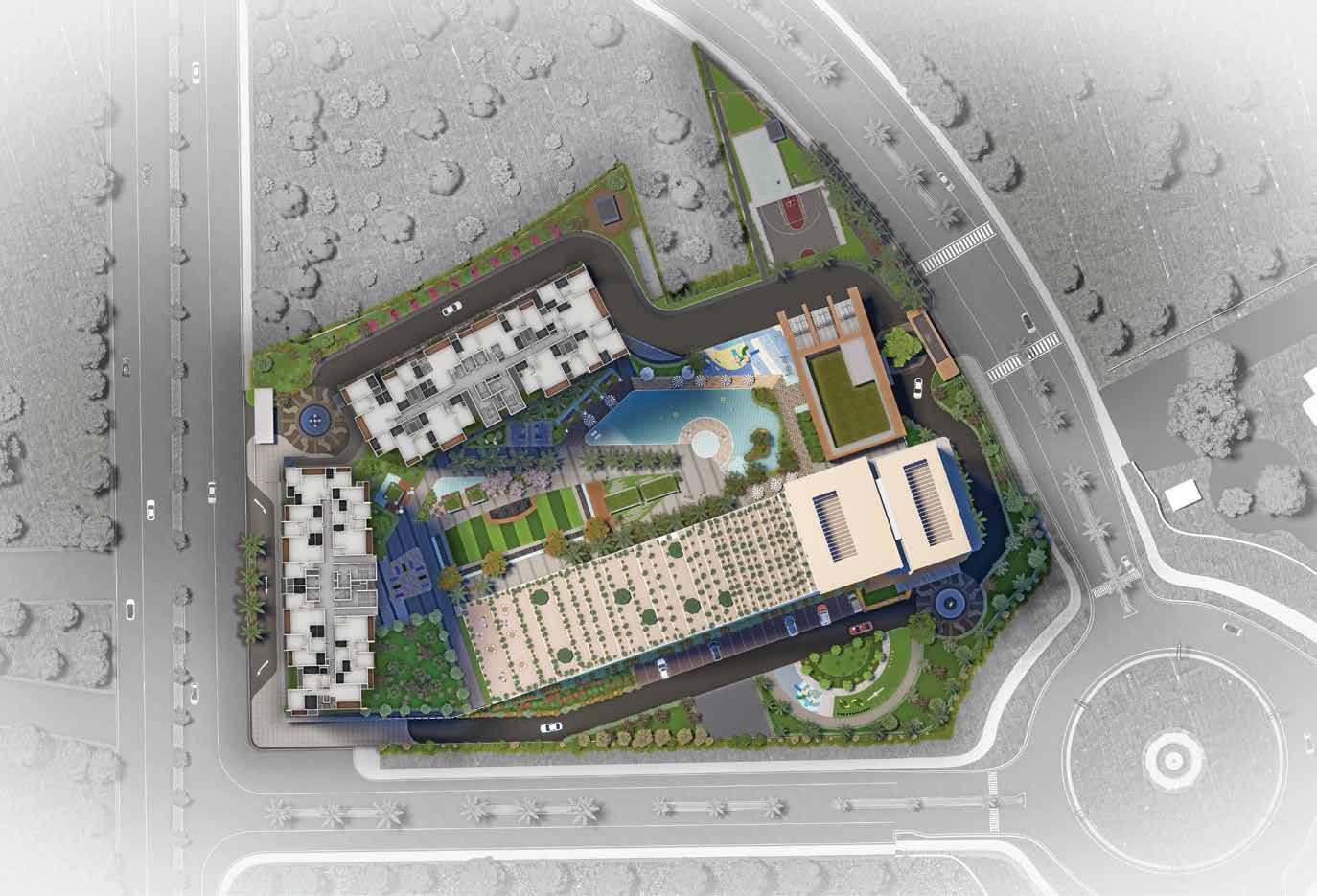 Aerial view of Amanora Park Town, Hadapsar